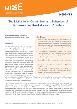 The Motivations, Constraints, and Behaviour of Tanzania's Frontline Education Providers