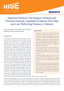 Teaching Practices That Support and Promote Learning: Qualitative Evidence from High and Low Performing Classes in Vietnam