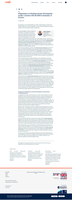 Diagnosing or evaluating teacher development needs? A session with the RISE Community of Practice