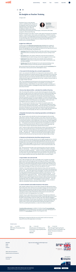 Six Insights on Teacher Training