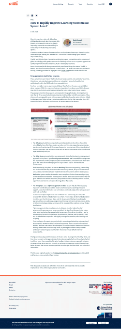 How to Rapidly Improve Learning Outcomes at System Level?