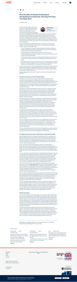 Four Decades of Teacher Professional Development in Indonesia: One Step Forward, Two Steps Back