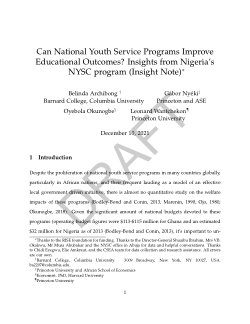 Can National Youth Service Programs Improve Educational Outcomes? Insights from Nigeria’sNYSC program (Insight Note)