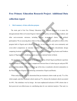 Free Primary Education Research Project: Additional Data collection report