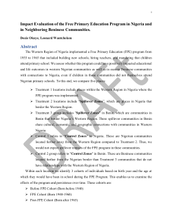 Impact Evaluation of the Free Primary Education Program in Nigeria and in Neighboring Beninese Communities.