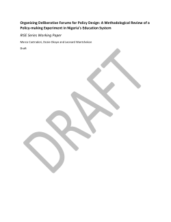 Organizing Deliberative Forums for Policy Design: A Methodological Review of a Policy-making Experiment in Nigeria's Education System. RISE Series Working Paper
