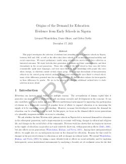 Origins of the Demand for Education:Evidence from Early Schools in Nigeria