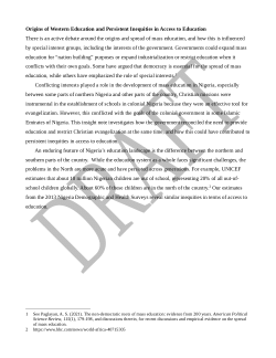 Origins of Western Education and Persistent Inequities in Access to Education
