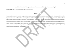 School-Based Committee Management, Parental Investment and Educational Outcomes in Nigeria