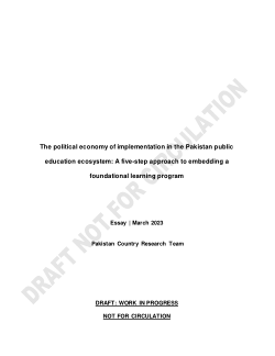 The political economy of implementation in the Pakistan public education ecosystem: A five-step approach to embedding a foundational learning program