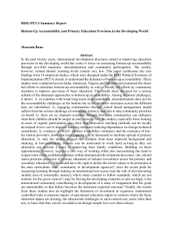 Bottom-Up Accountability and Primary Education Provision in the Developing World