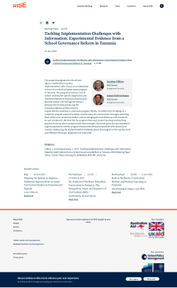 Tackling Implementation Challenges with Information: Experimental Evidence from a School Governance Reform in Tanzania