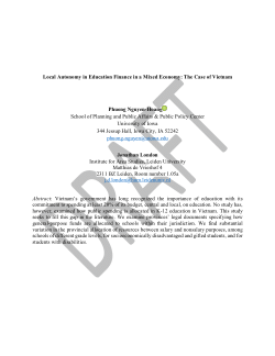 Local Autonomy in Education Finance in a Mixed Economy: The Case of Vietnam