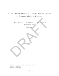 Value-Added Estimates of Class and Teacher Quality for Primary Schools in Vietnam