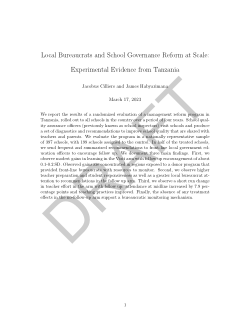 Local Bureaucrats and School Governance Reform at Scale: Experimental Evidence from Tanzania