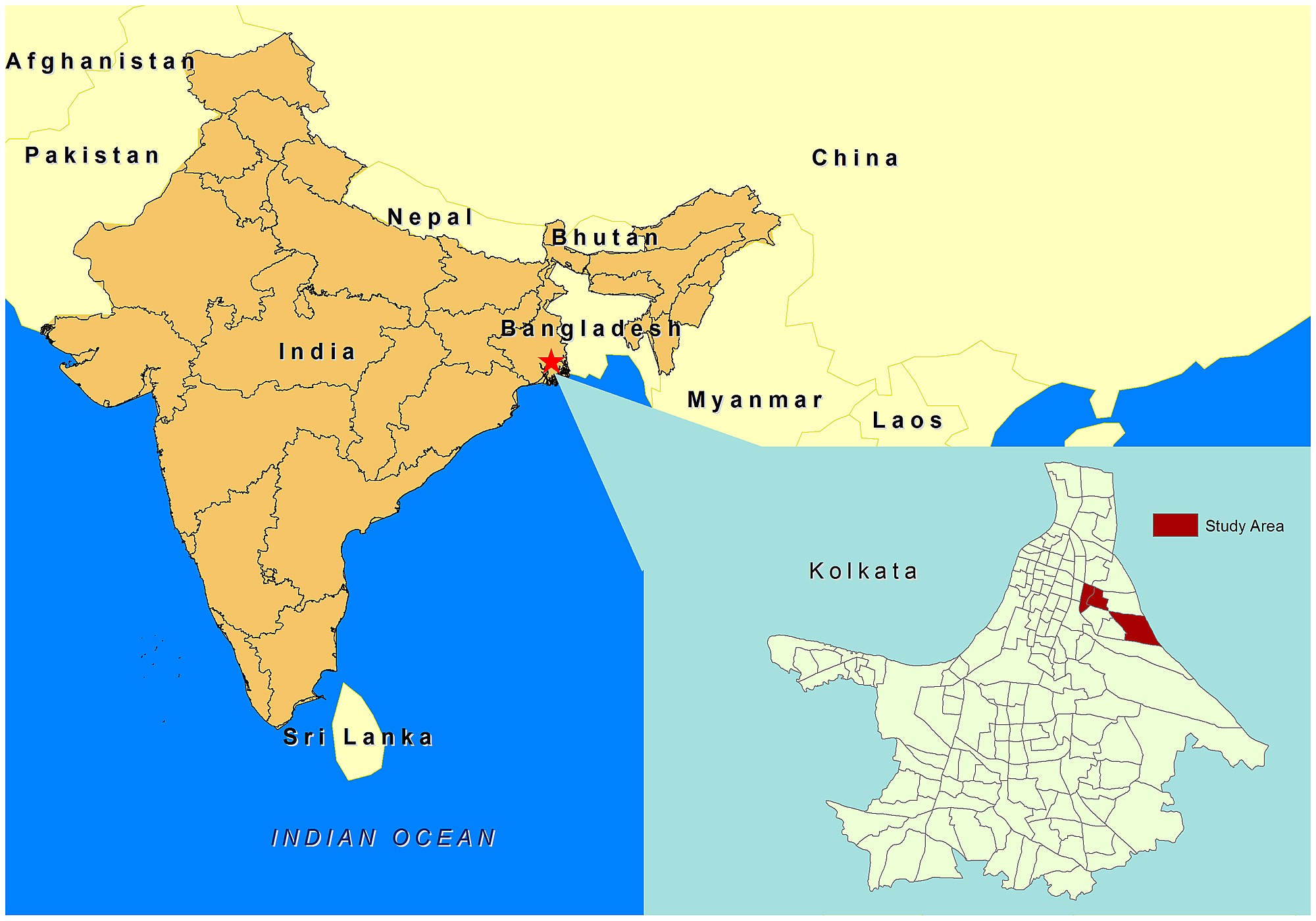 Kolkata On West Bengal Map The Study Area In Kolkata, West Bengal, India.