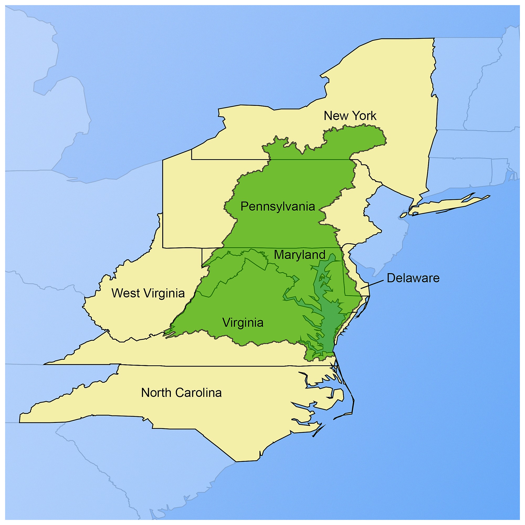 Chesapeake Bay Watershed Map Map Of Included States And The Chesapeake Bay Watershed.