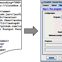 A structured XML configuration file and the generated wizard.