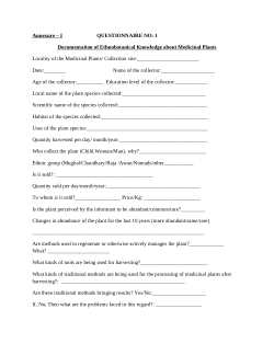 Sample of questionnaire used during field survey for obtaining ...