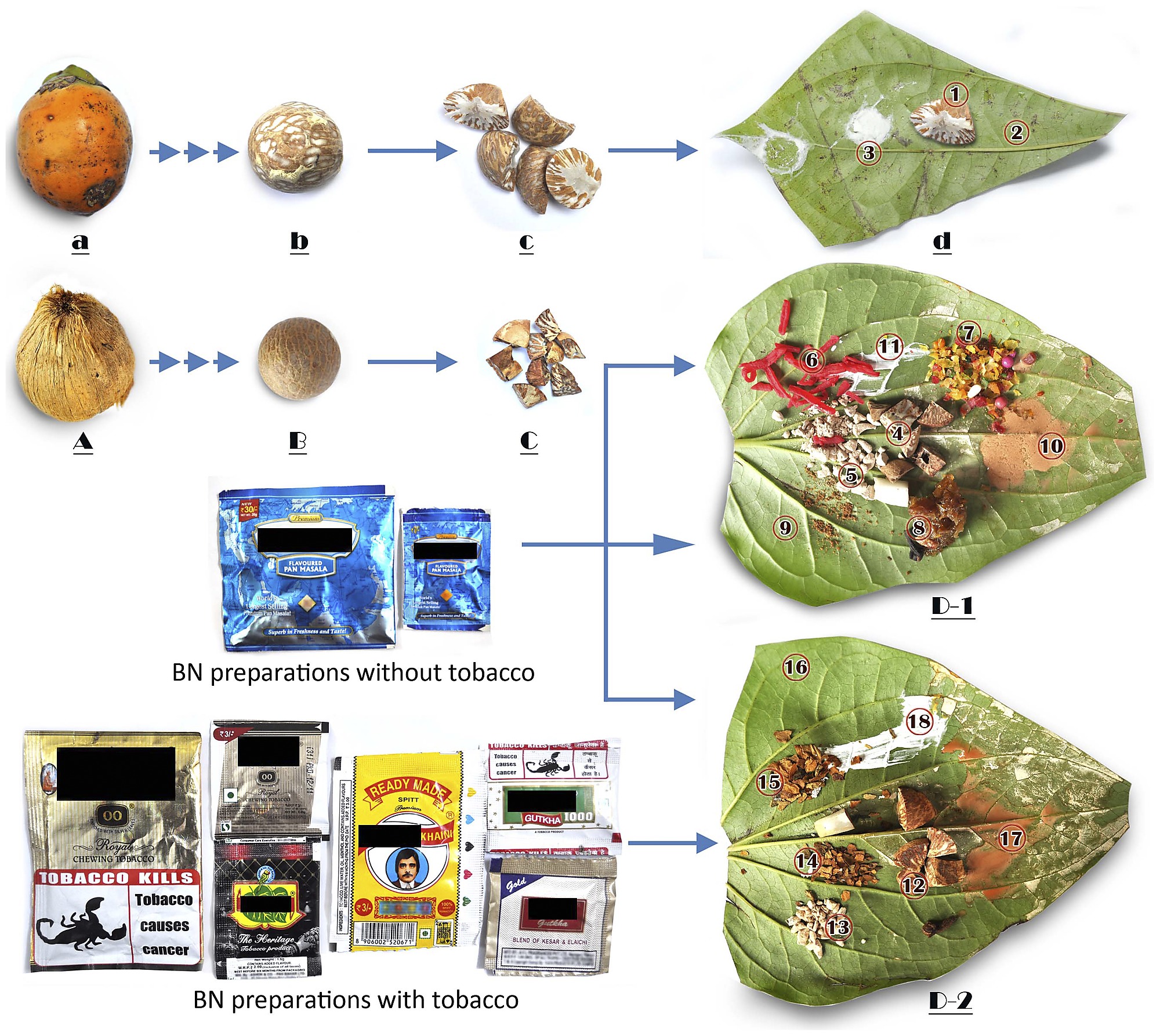 a quid of tobacco Item - Betel nut (BN), betel quid (BQ) and different preparations  associated with its mastication, including their commercial reincarnations.  - Public Library of Science