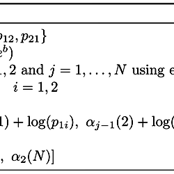 Forward algorithm for calculating log likelihood of parameter values of ...