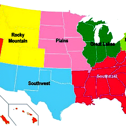 A Map Of The United States With 8 Regions Thumb
