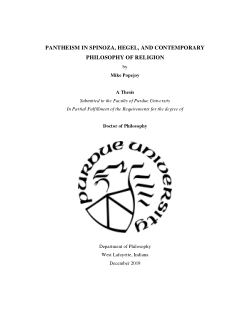 Pantheism in Spinoza, Hegel, and Contemporary Philosophy of Religion