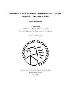 DEVELOPING A DECISION SUPPORT SYSTEM FOR CREATING POST DISASTER TEMPORARY HOUSING