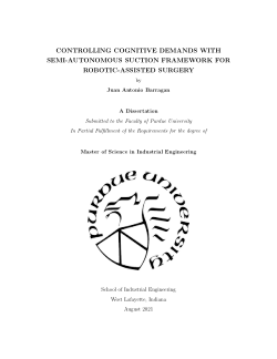 CONTROLLING COGNITIVE DEMANDS WITH SEMI-AUTONOMOUS SUCTION FRAMEWORK FOR ROBOTIC-ASSISTED SURGERY