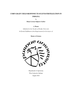 Corn grain yield response to sulfur fertilization in Indiana