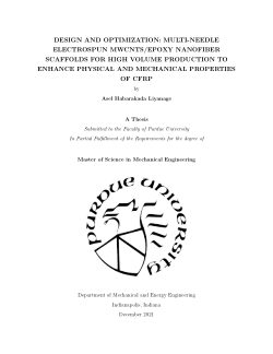 DESIGN AND OPTIMIZATION: MULTI-NEEDLE ELECTROSPUN MWCNTS/EPOXY NANOFIBER SCAFFOLDS FOR HIGH VOLUME PRODUCTION TO ENHANCE PHYSICAL AND MECHANICAL PROPERTIES OF CFRP