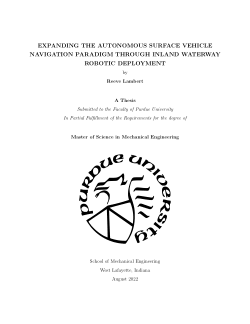 EXPANDING THE AUTONOMOUS SURFACE VEHICLE NAVIGATION PARADIGM THROUGH INLAND WATERWAY ROBOTIC DEPLOYMENT