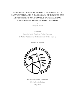 ENHANCING VIRTUAL REALITY TRAINING WITH HAPTIC FEEDBACK: A TAXONOMY OF DEVICES AND DEVELOPMENT OF A TACTILE INTERFACE FOR VR-BASED MANUFACTURING TRAINING