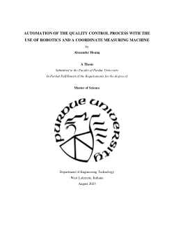 <b>Automation of the Quality Control Process with the use of robotics and a coordinate Measuring Machine</b>