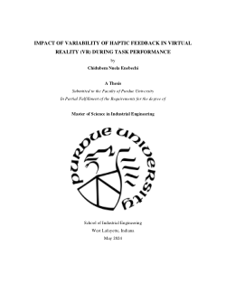 <b>IMPACT OF VARIABILITY OF HAPTIC FEEDBACK IN VIRTUAL REALITY (VR) DURING TASK PERFORMANCE</b>