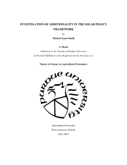 <b>Inquiry into Additionality in the Solar Policy Framework</b>