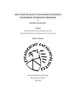<b>EDUCATION OF QUALITY MANAGEMENT SYSTEMS IN ENGINEERING TECHNOLOGY PROGRAMS</b>