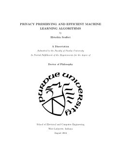 PRIVACY PRESERVING AND EFFICIENT MACHINE LEARNING ALGORITHMS
