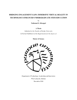 <b>BRIDGING ENGAGEMENT GAPS: IMMERSIVE VIRTUAL REALITY IN </b><b>TECHNOLOGY-ENHANCED UNDERGRADUATE STEM EDUCATION</b>