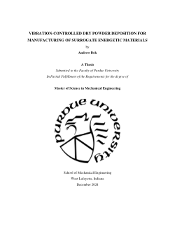 VIBRATION-CONTROLLED DRY POWDER DEPOSITION FOR MANUFACTURING OF SURROGATE ENERGETIC MATERIALS