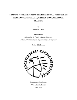 <b>TRAINING WITH AI: STUDYING THE EFFECTS OF AI FEEDBACK ON REACTIONS AND SKILL ACQUISITION IN OCCUPATIONAL TRAINING</b>