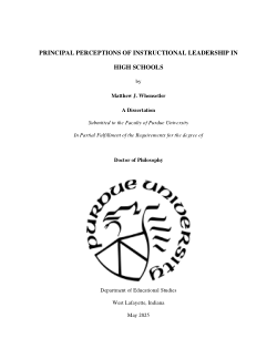 <b>PRINCIPAL PERCEPTIONS OF INSTRUCTIONAL LEADERSHIP IN HIGH SCHOOLS</b>