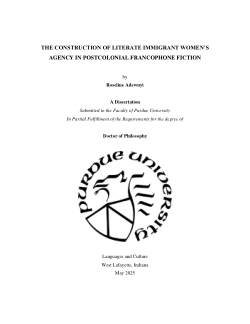 <b>The Construction of Literate Immigrant Women’s Agency in Postcolonial Francophone Fiction</b>