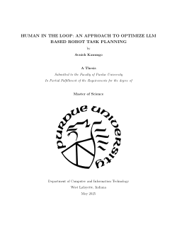 <b>HUMAN IN THE LOOP: AN APPROACH TO OPTIMIZE LLM BASED ROBOT TASK PLANNING</b>
