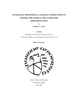 <b>LEVERAGING PROFESSIONAL LEARNING COMMUNITIES TO SUPPORT THE GENERAL EDUCATOR IN IEP IMPLEMENTATION</b>
