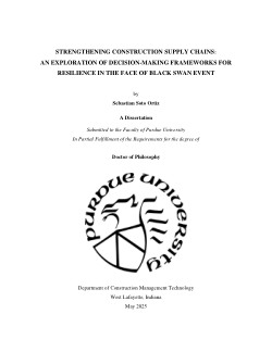 <b>STRENGTHENING CONSTRUCTION SUPPLY CHAINS: AN EXPLORATION OF DECISION-MAKING FRAMEWORKS FOR RESILIENCE IN THE FACE OF BLACK SWAN EVENT</b>