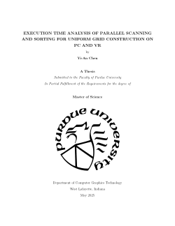 <b>EXECUTION TIME ANALYSIS OF PARALLEL SCANNING AND SORTING FOR UNIFORM GRID CONSTRUCTION ON PC AND VR</b>