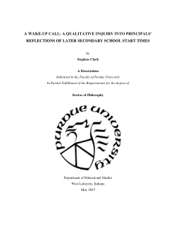 <b>A Wake Up Call: A Qualitative Inquiry into Principals' Reflections of Later Secondary School Start Times</b>