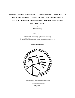 <b>Content and Language Instruction Models in the United States and Asia: A Comparative Study of Sheltered Instruction and Content and Language Integrated Learning (CLIL)</b>