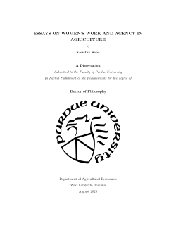 <b>Essays on Women's Work and Agency in Agriculture</b>